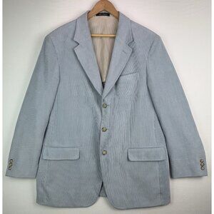 LACROSSE Corduroy Blazer Jacket Powder Blue 3-Button Casual Academia Mens Sz 44R